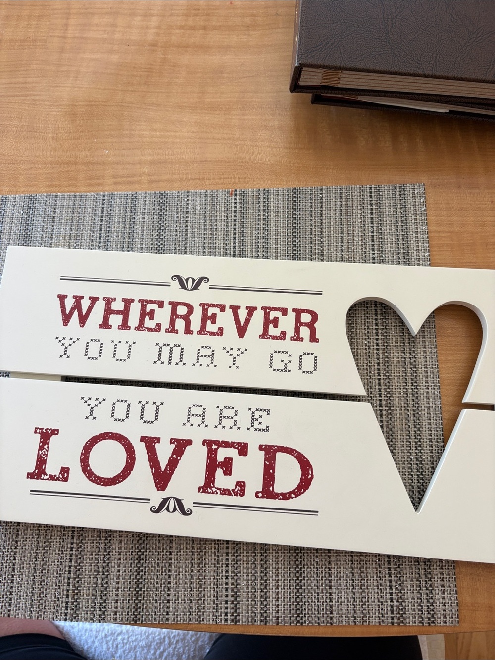 Wherever You May Go You Are Loved Wall Decor - White with Red Text